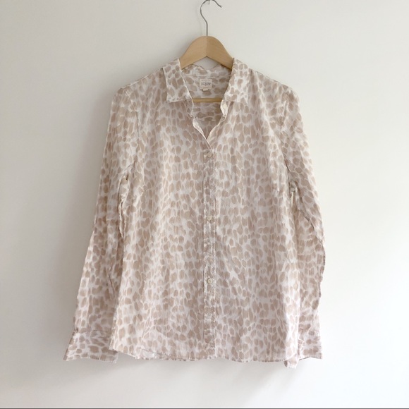 J. Crew Tops - JCrew Perfect Shirt. Button down, giraffe print.
